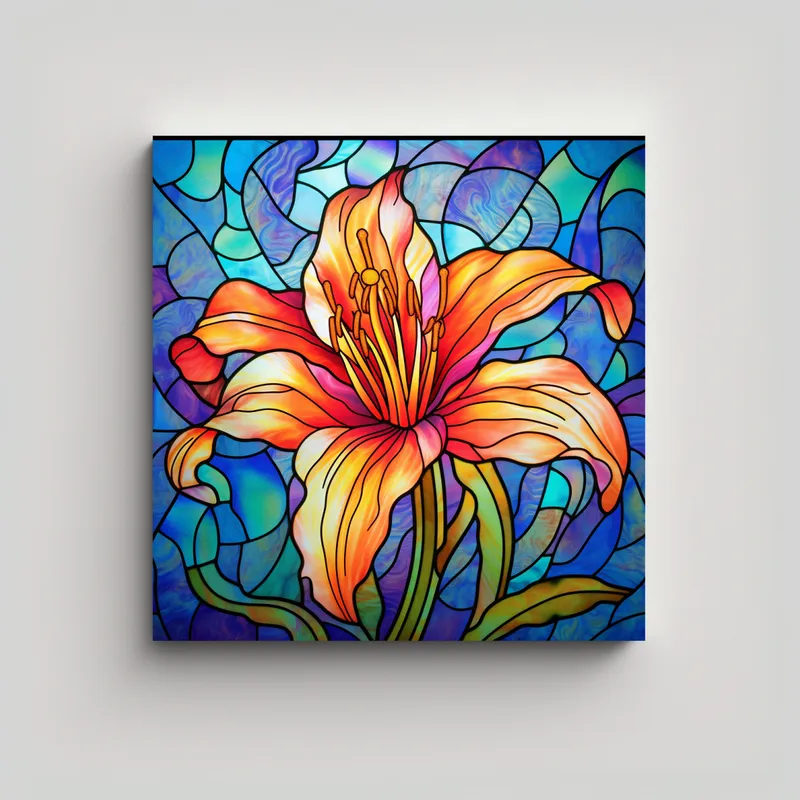 GENERICO - Cuadro Vibrante De Lirio Vitral - Elegancia Y 100x100 Cm