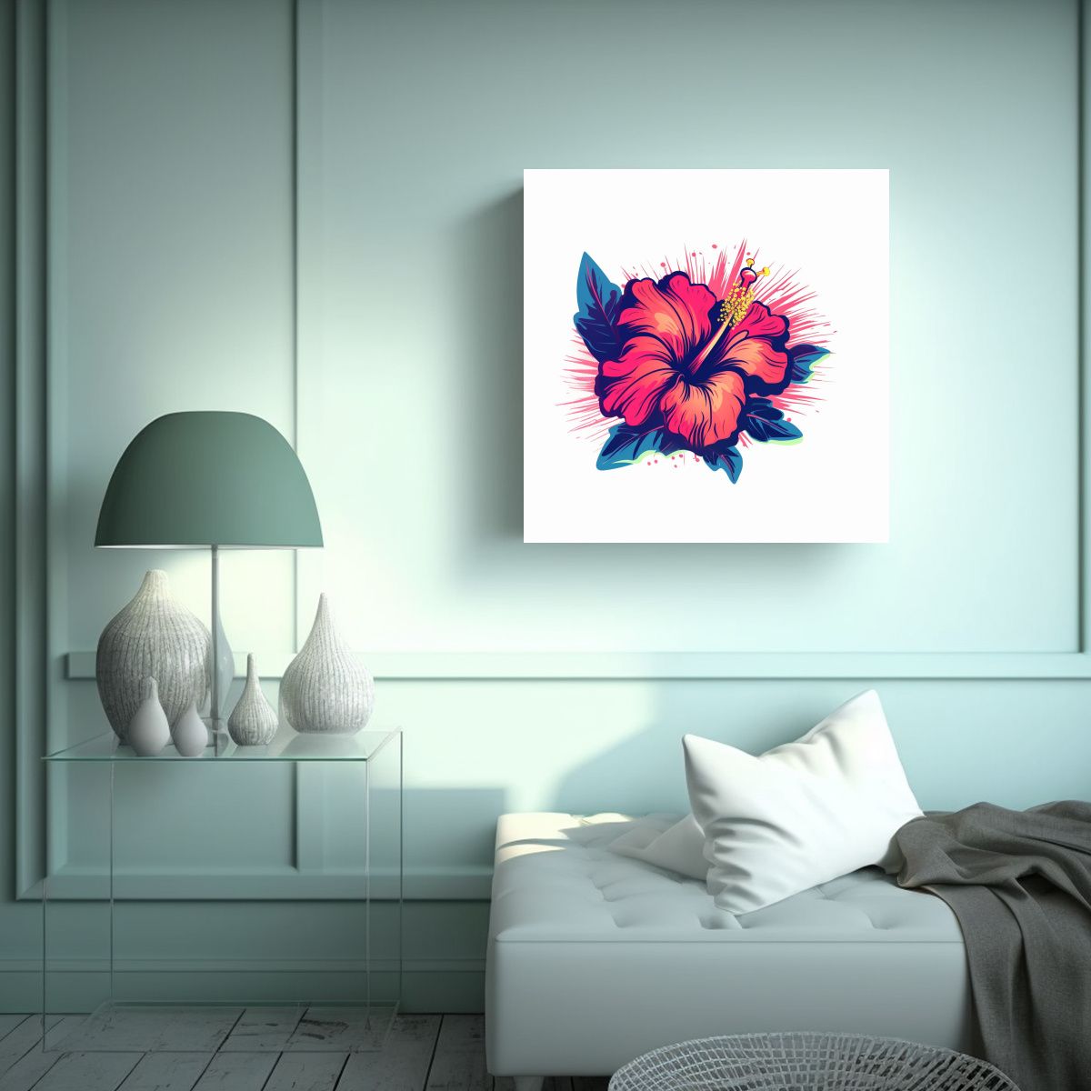 GENERICO - Logo Vectorial Hibiscus Lienzo Inspirador Para 100x100 Cm