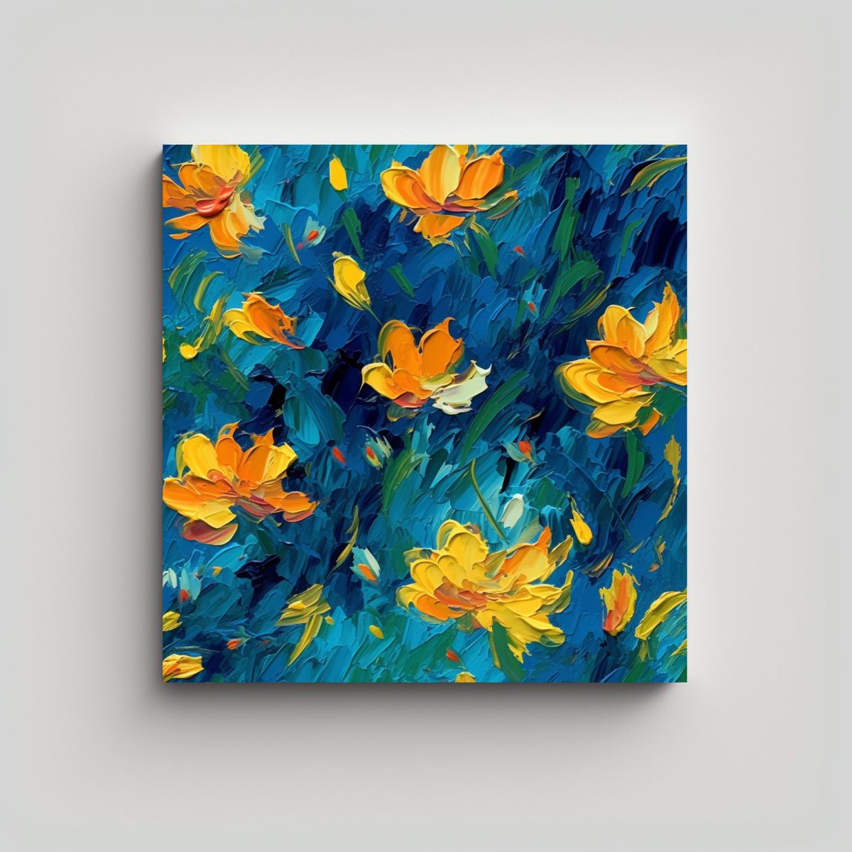 GENERICO - Cuadro Flores Estilo Van Gogh Líneas Finas 100x100 Cm