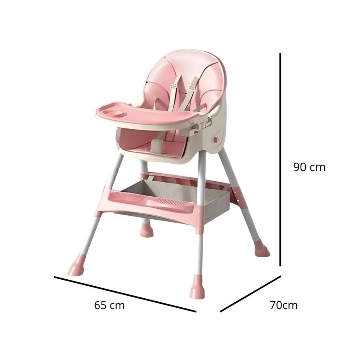 GENERICO - Silla De Bebe Para Comer Multiuso Plegable 2 En 1 Rosa