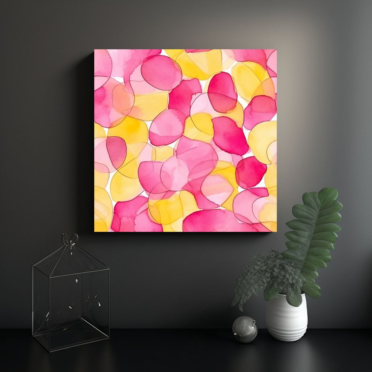 GENERICO - Cuadro Vintage Comedor Fondo Acuarela Abstracto 100x100 Cm