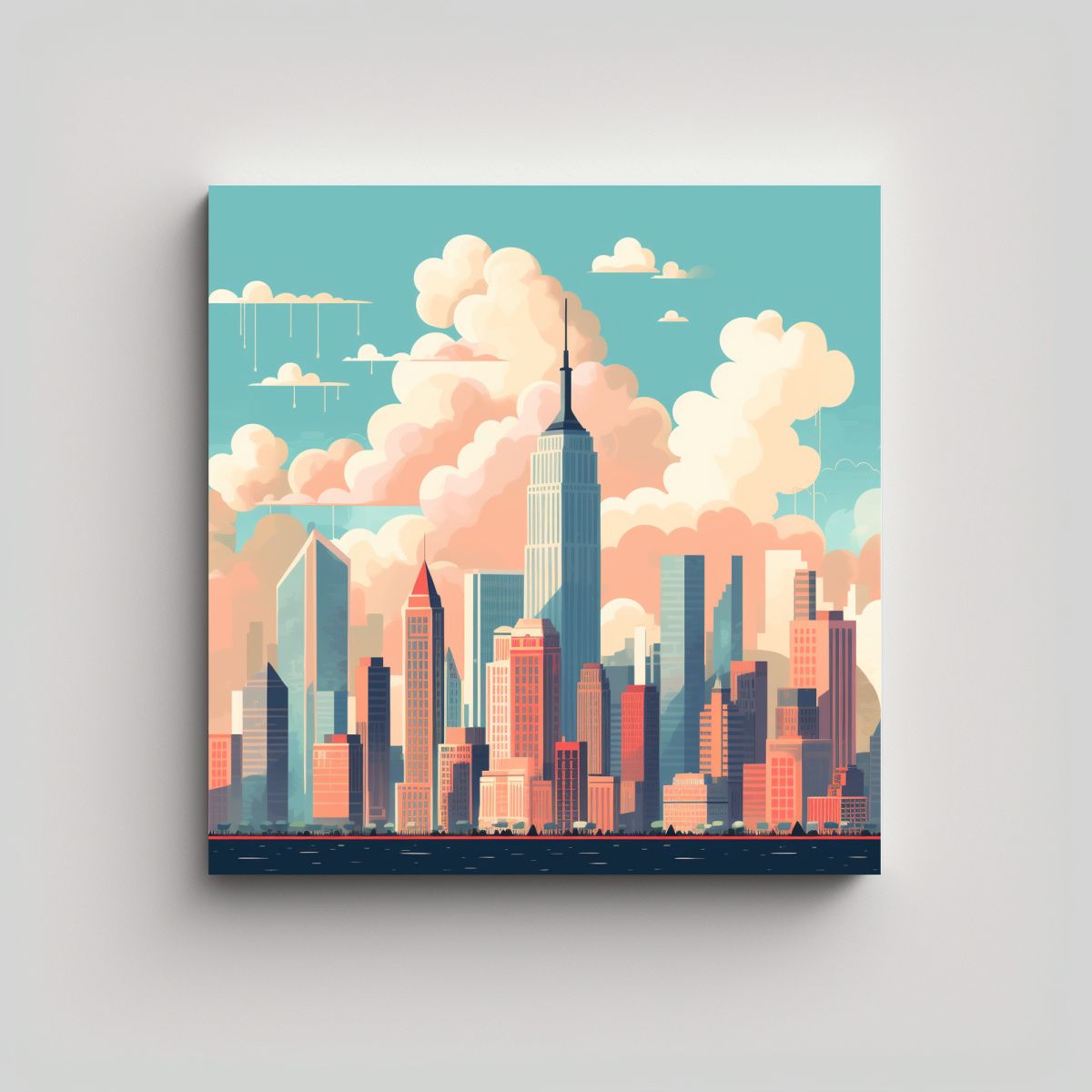 GENERICO - Cuadro Exuberante De Skyline Diurno En Nueva York 100x100 Cm