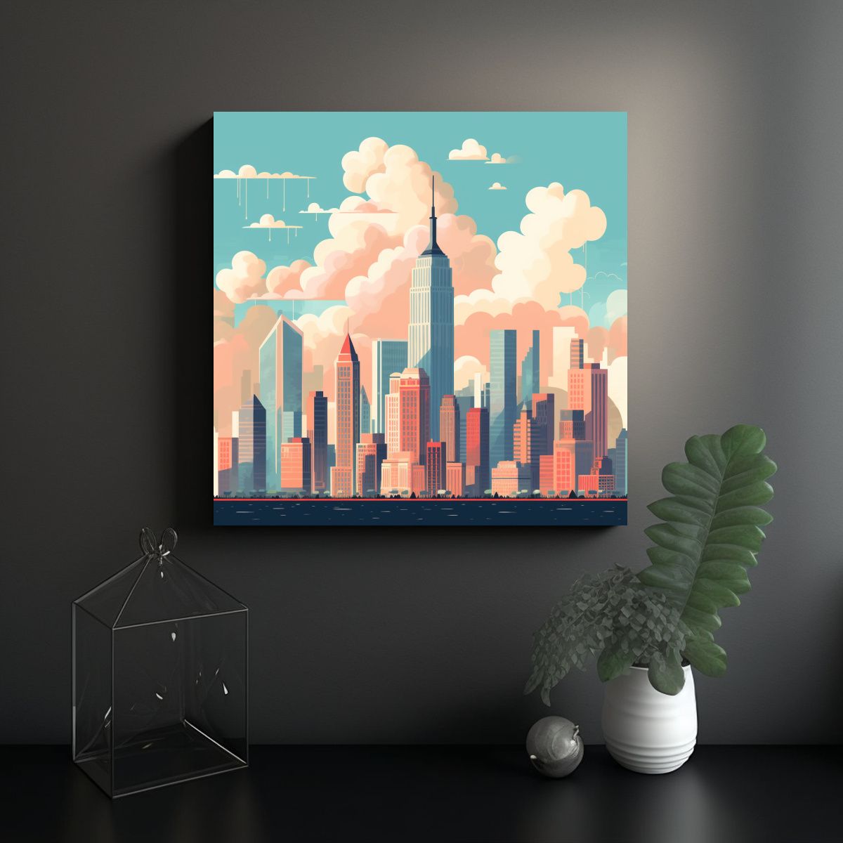 GENERICO - Cuadro Exuberante De Skyline Diurno En Nueva York 100x100 Cm