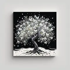 GENERICO - Cuadro Patron Intenso De Un Olivo En Colores 100x100 Cm