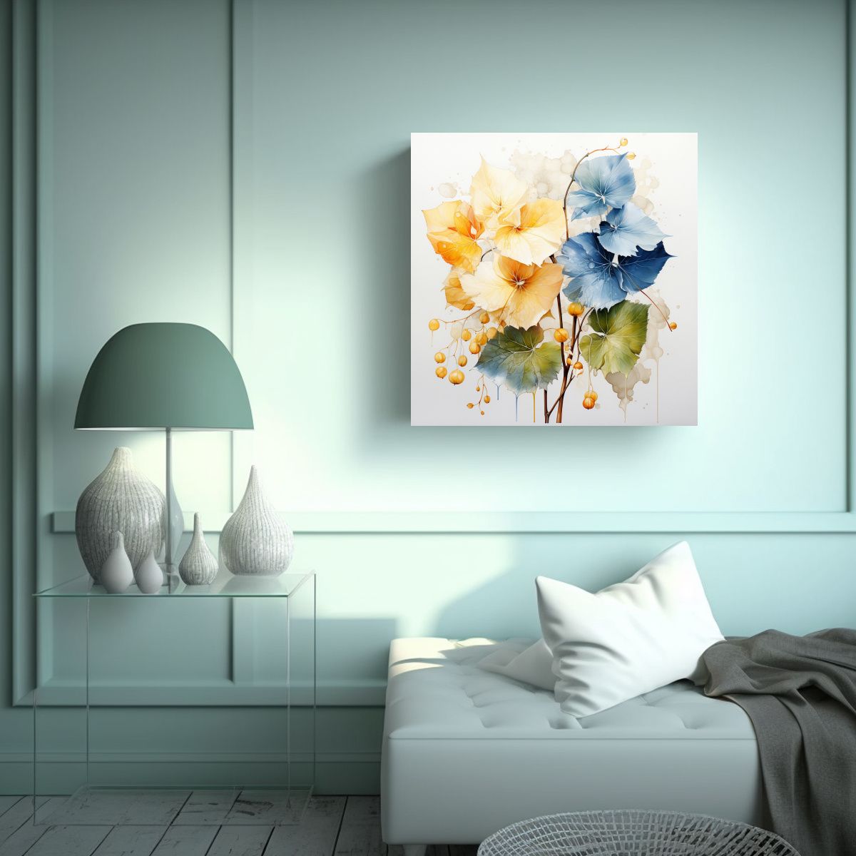 GENERICO - Cuadro Tela Sublimada Flores De Linden En Colores 100x100 Cm