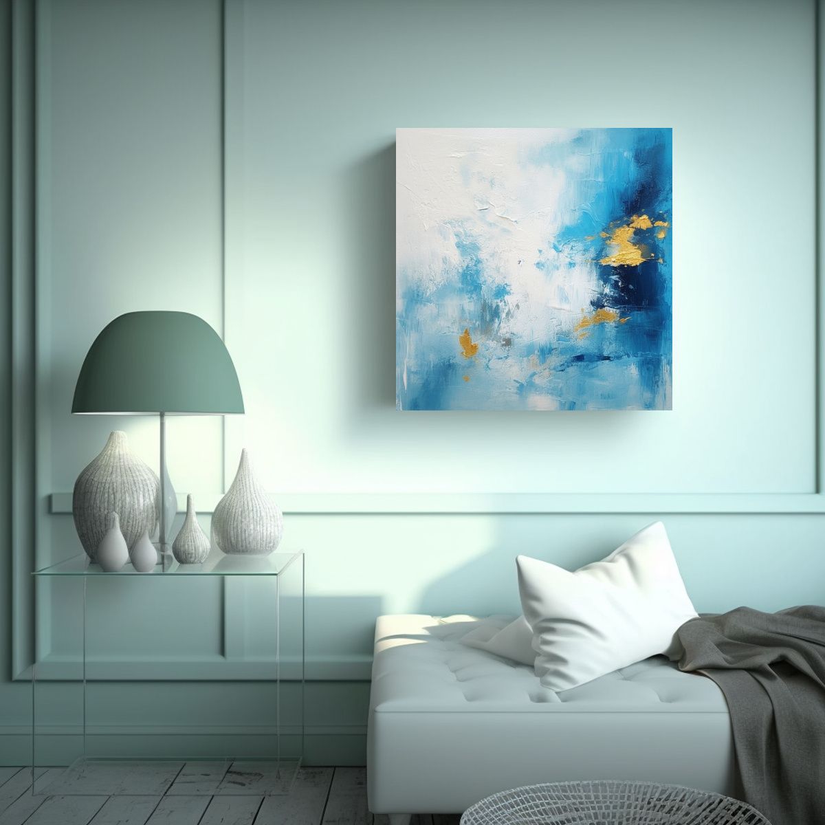 GENERICO - Cuadro Galería Abstracto Exuberantes Azul Cielo 100x100 Cm