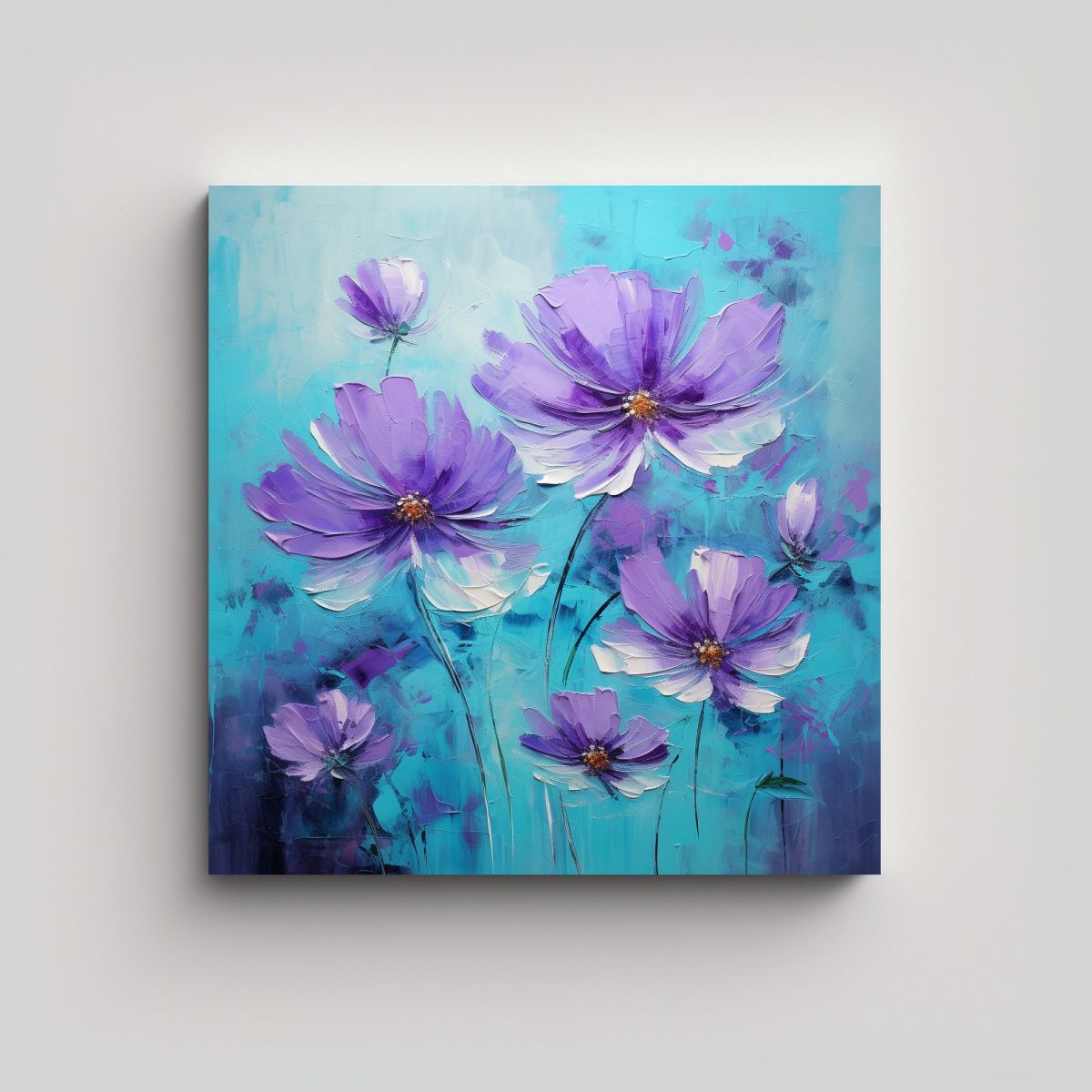 GENERICO - Cuadro Dibujo Vitalidad Púrpura Y Turquesa En 100x100 Cm