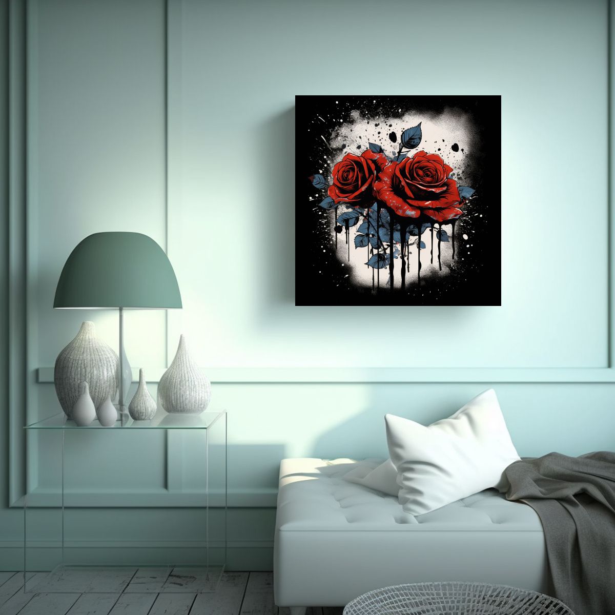 GENERICO - Cuadro Creativo De Rosas Góticas Protagonismo 100x100 Cm