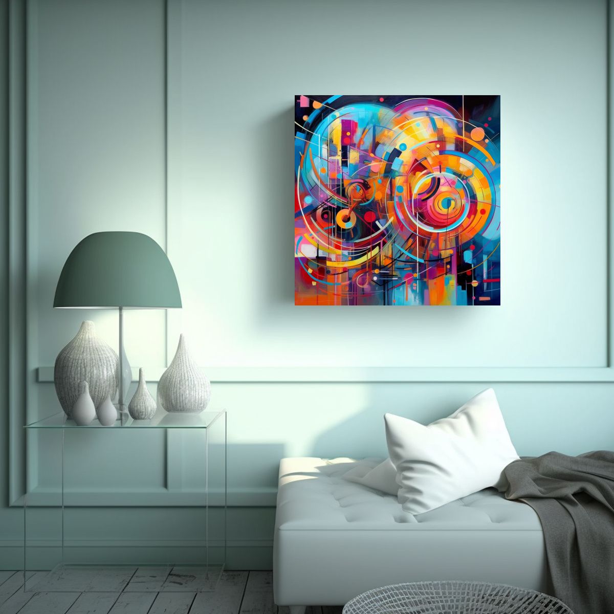GENERICO - Pintura Abstracta Movimiento Exuberante Arte De 100x100 Cm