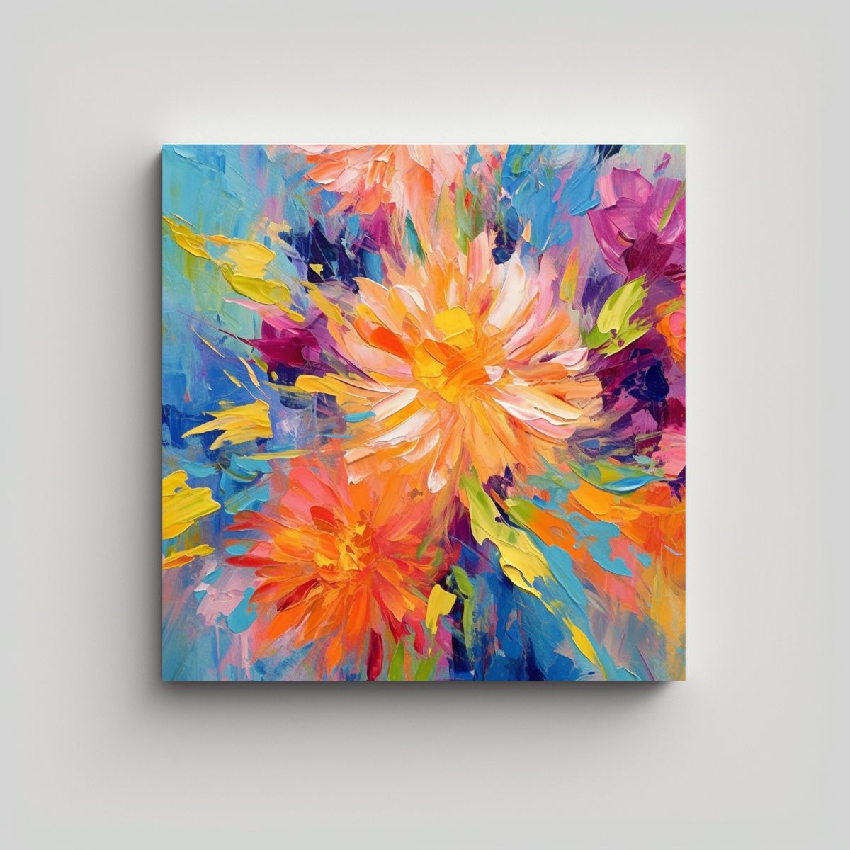 GENERICO - Pinturas Decorativas Florales Modernas Con Paleta 100x100 Cm