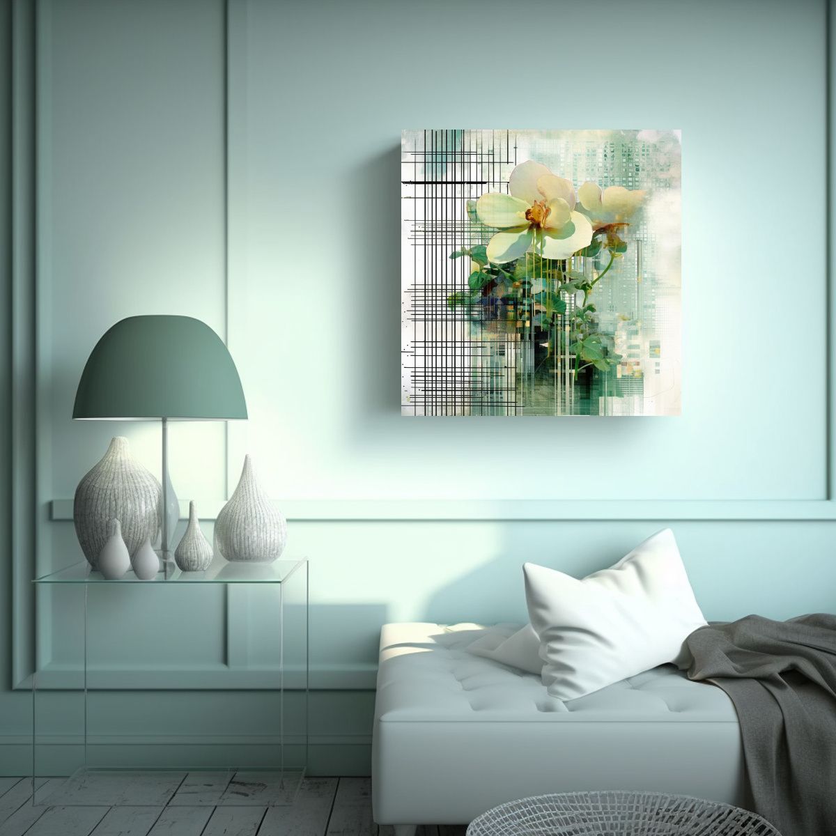 GENERICO - Cuadro Creativo Abstracto Botánico En Arte Mixto 100x100 Cm