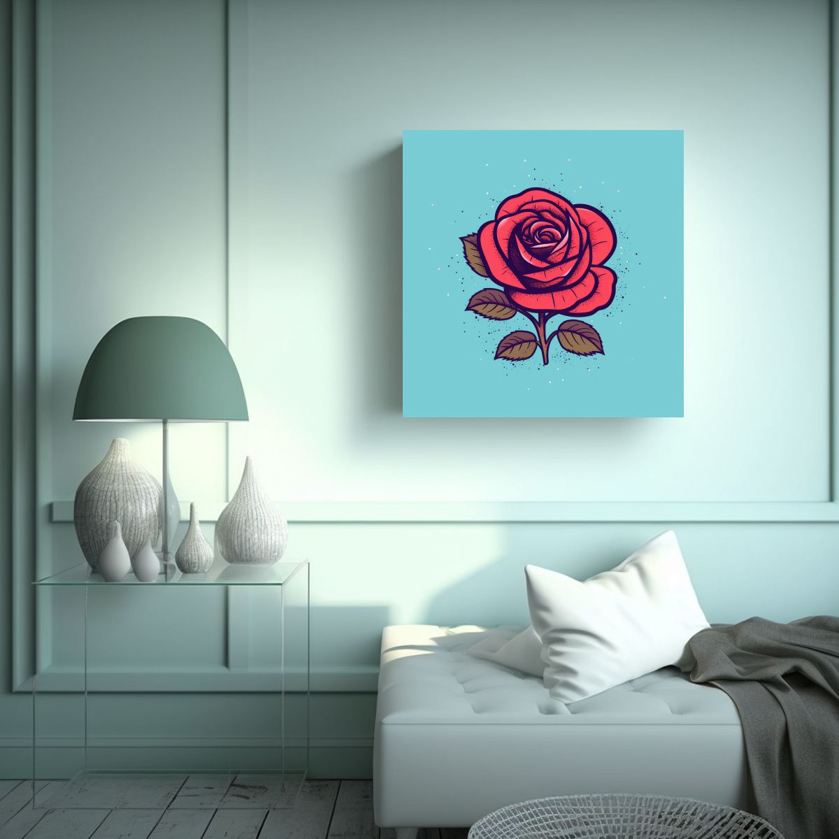 GENERICO - Ilustración Vectorial Rosa Multicolor 100x100 Cm