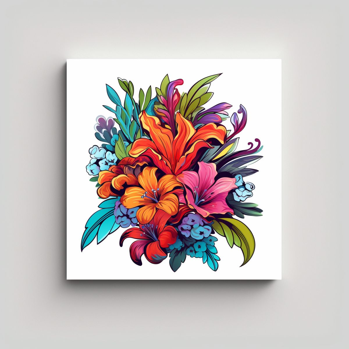 GENERICO - Composición De Flores En Tonos Vectoriales Para 100x100 Cm