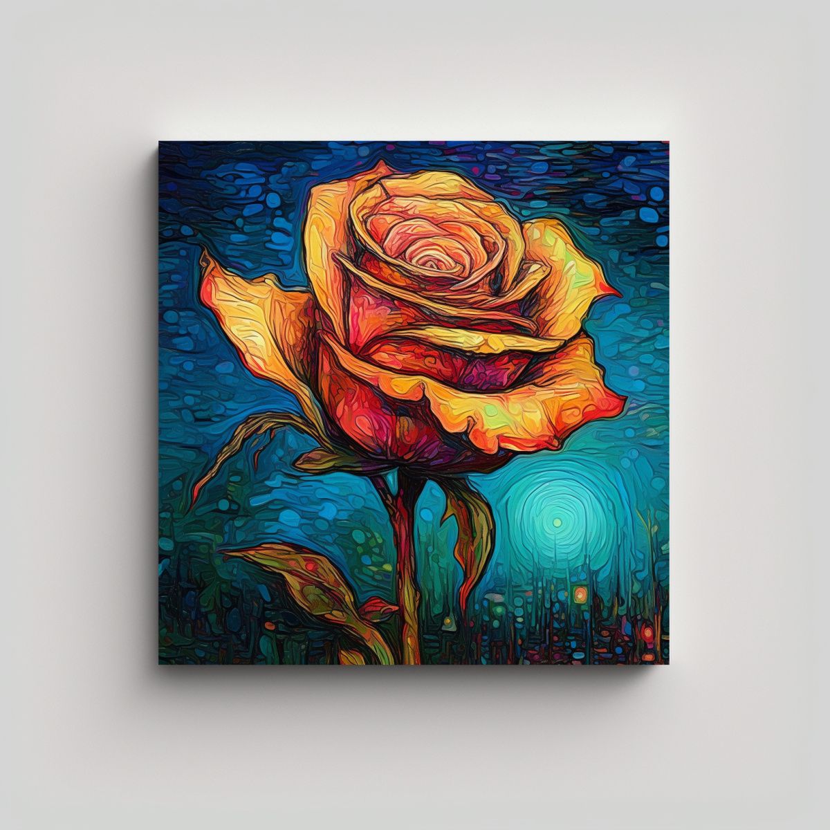 GENERICO - Rosa Estilo Van Gogh Arte Conceptual Visual 100x100 Cm