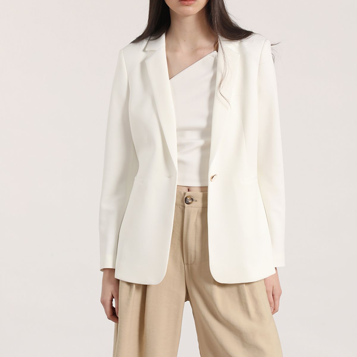 LIOLA - Blazer clásico scuba Liola mujer crudo