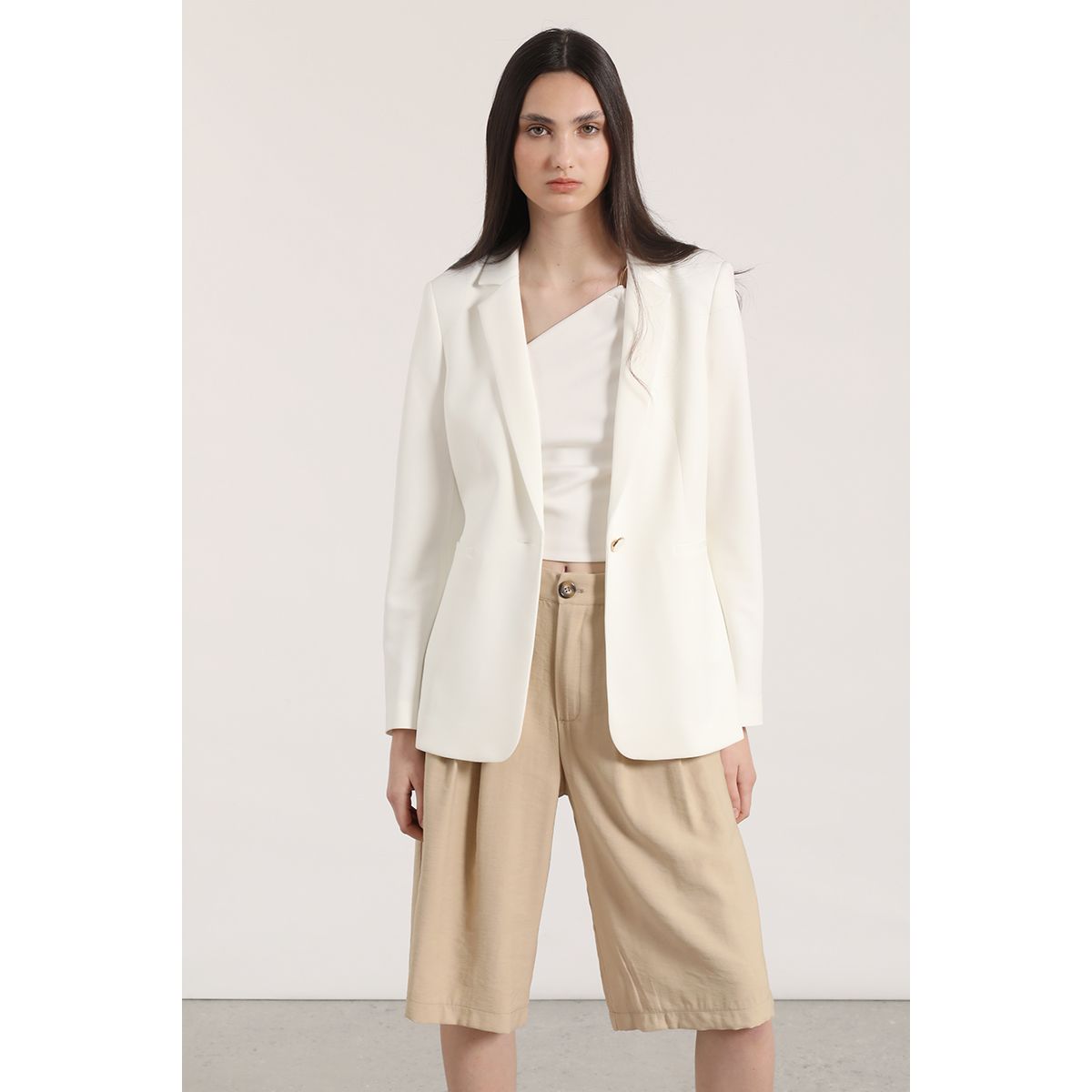 LIOLA - Blazer clásico scuba Liola mujer crudo