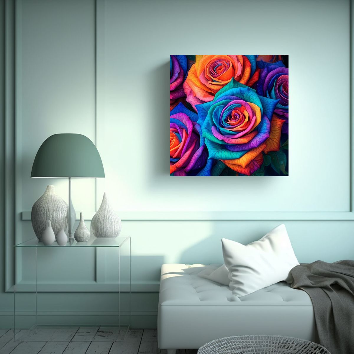 GENERICO - Acuarela Luminosa Cuadro Decorativo De Rosas 100x100 Cm