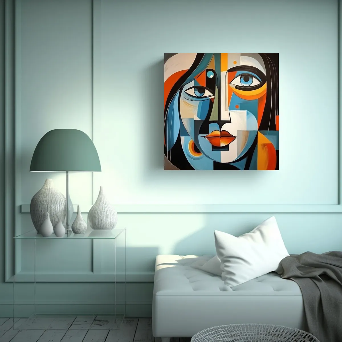 GENERICO - Pintura Decorativa De Rostro Abstracto De Mujer 100x100 Cm