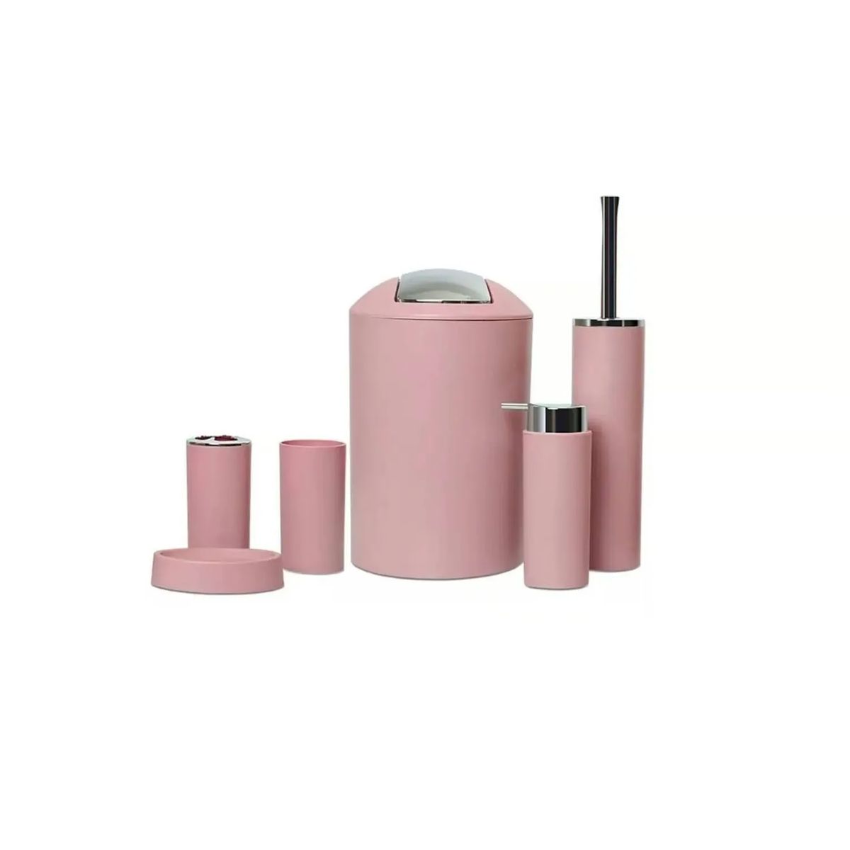 CARIBEE - Set de Baño Rosado 8 piezas Cotina Alfombra Organizador