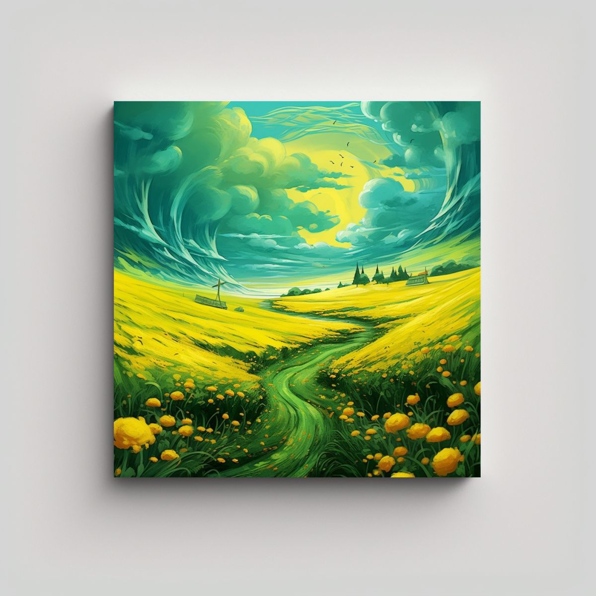 GENERICO - Cuadro Tema Alta Resolución Paisaje Amarillo 100x100 Cm