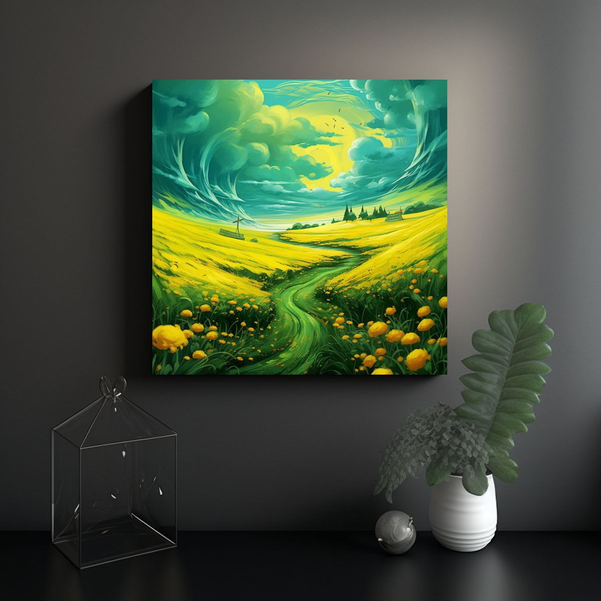 GENERICO - Cuadro Tema Alta Resolución Paisaje Amarillo 100x100 Cm