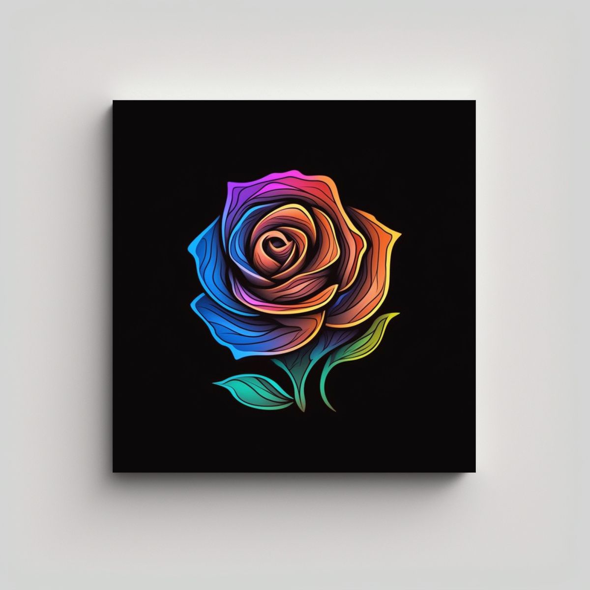 GENERICO - Bastidor De Rosa Arcoíris Abstracto Boho 100x100 Cm