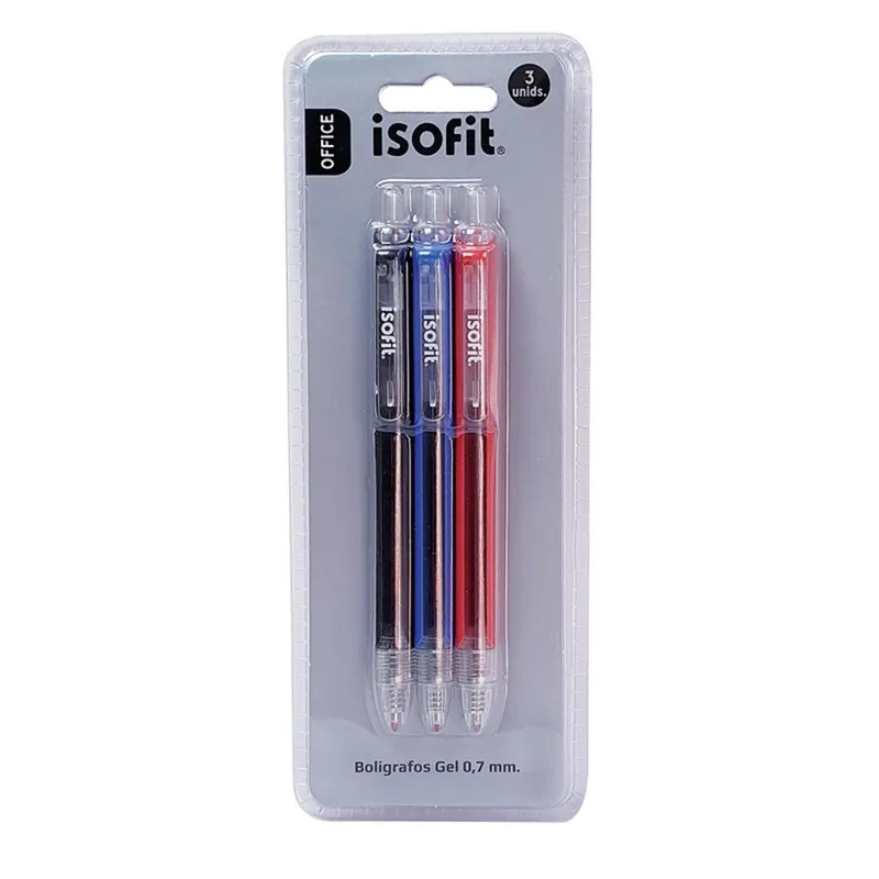 ISOFIT - BOLÍGRAFOS GEL 07 MM NEGAZUROJ  ISOFIT