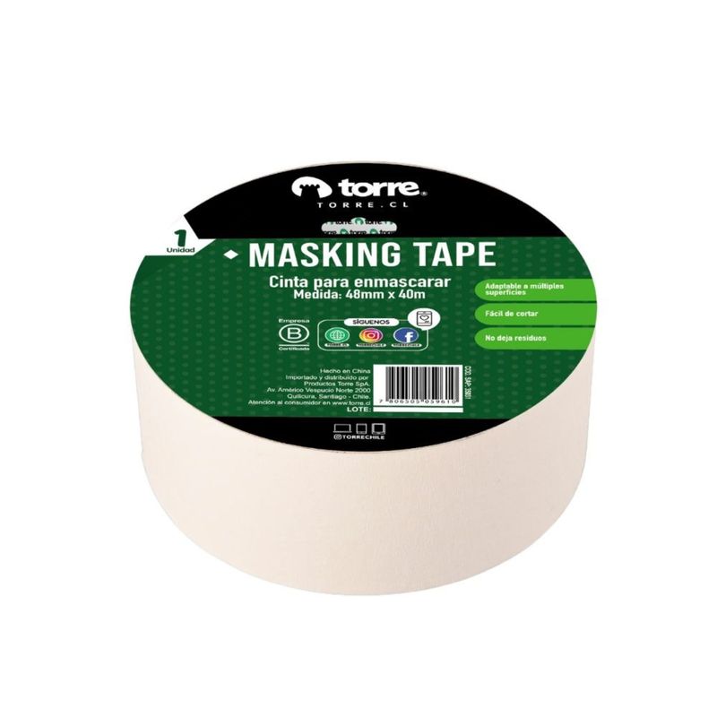 TORRE - CINTA MASKING TAPE CREMA 48MM X40M  TORRE