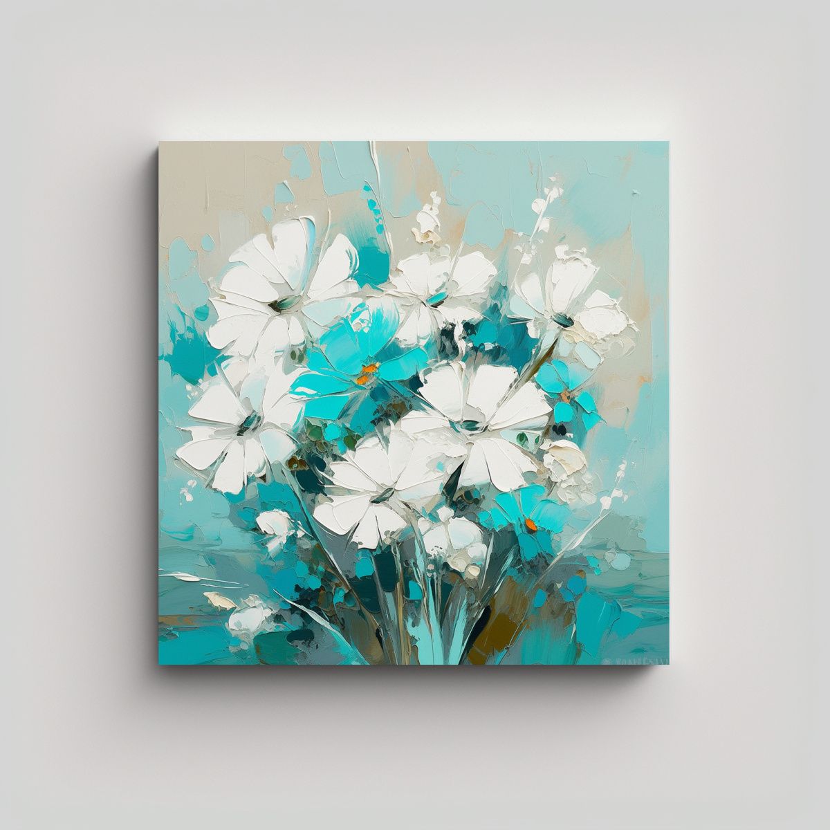 GENERICO - Pintura En Lienzo Exclusiva De Flores En Colores 100x100 Cm