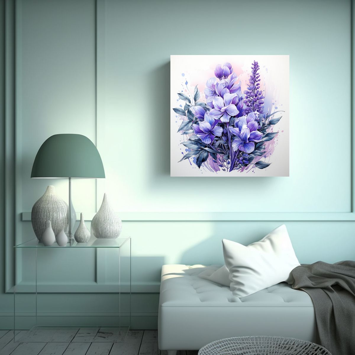 GENERICO - Cuadro Decorativo Sala En Lienzo Forma A Hierbas 100x100 Cm