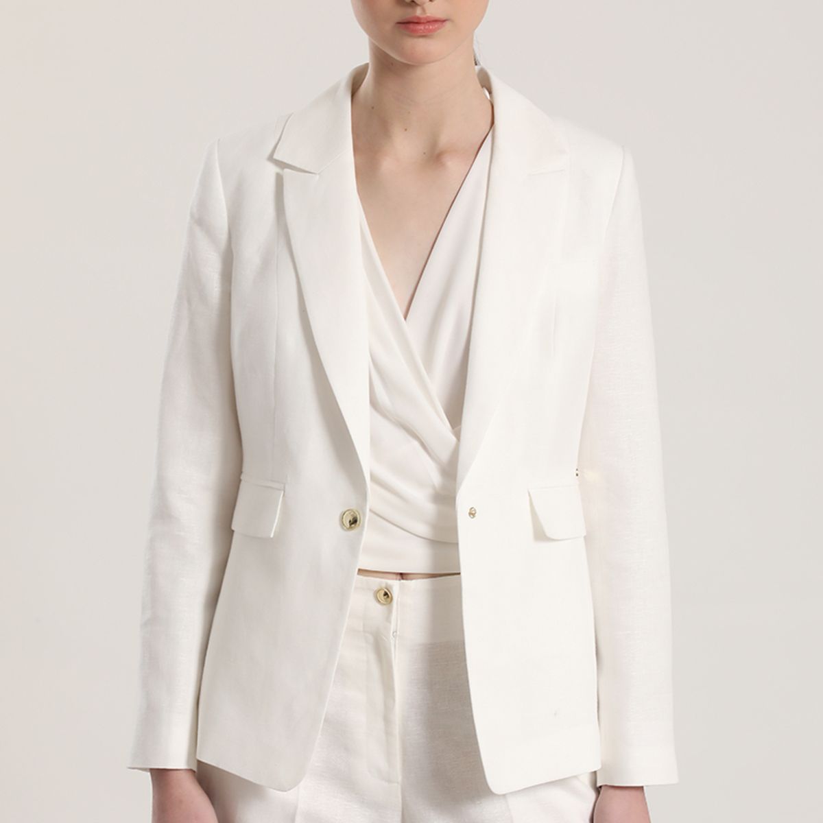 LIOLA - Blazer clásico lino Liola mujer crudo