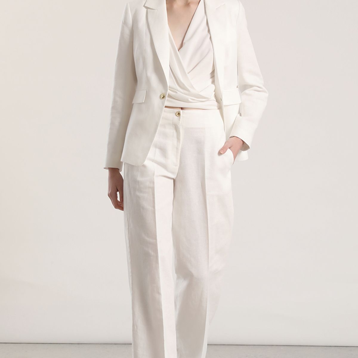 LIOLA - Blazer clásico lino Liola mujer crudo