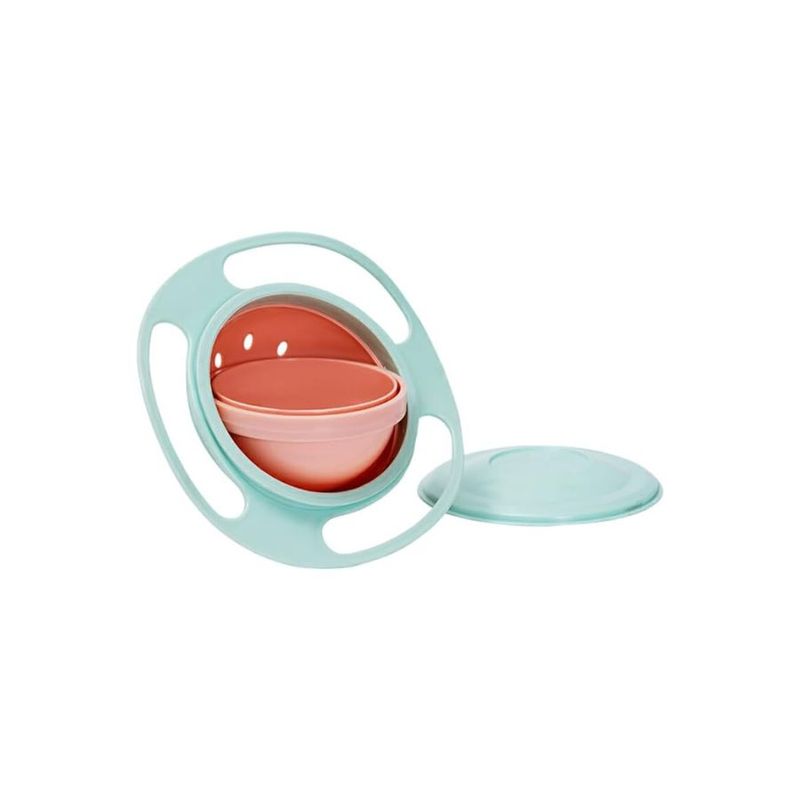 GENERICO - Tazón Giratorio 360º Con Tapa Para Bebes Antiderrames Verde