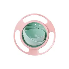 GENERICO - Tazón Giratorio 360º Con Tapa Para Bebes Antiderrames Rosa
