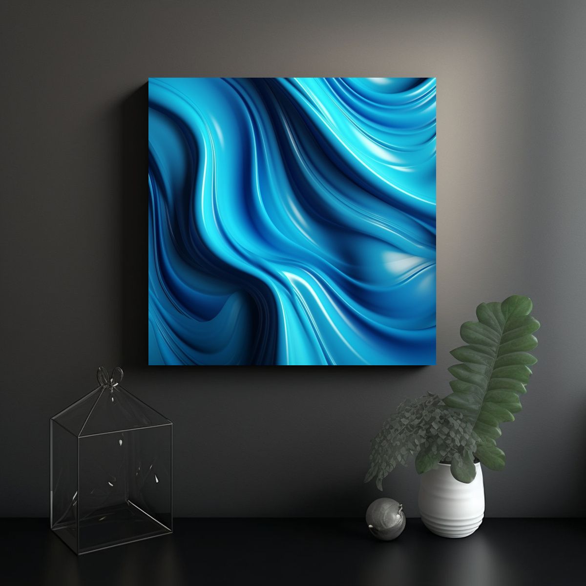 GENERICO - Fondo Líquido Abstracto Azul Arte Inspirador 100x100 Cm