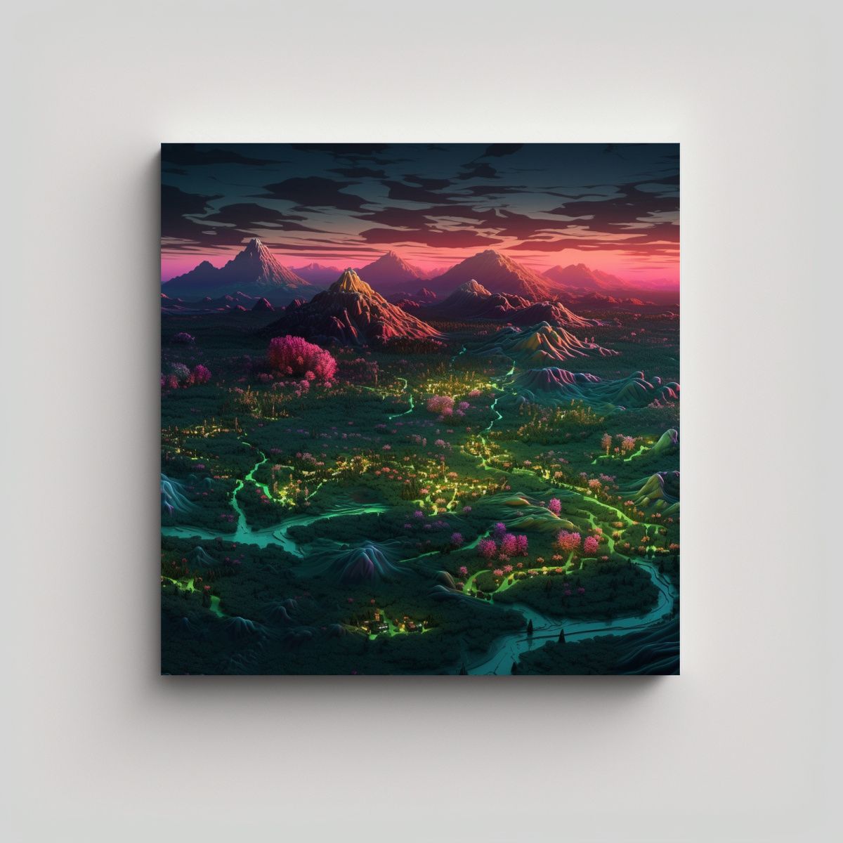 GENERICO - Cuadros De Expresión Llamativos De Montañas 100x100 Cm