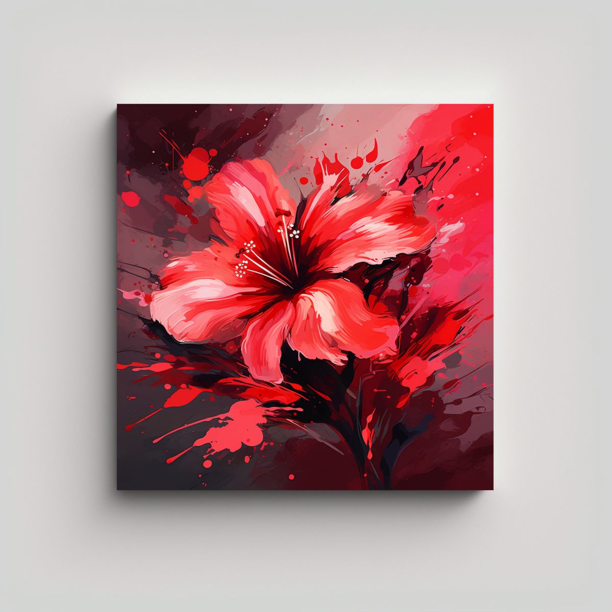 GENERICO - Cuadro Decorativo Estilo Medio Ambiente Rojo 100x100 Cm