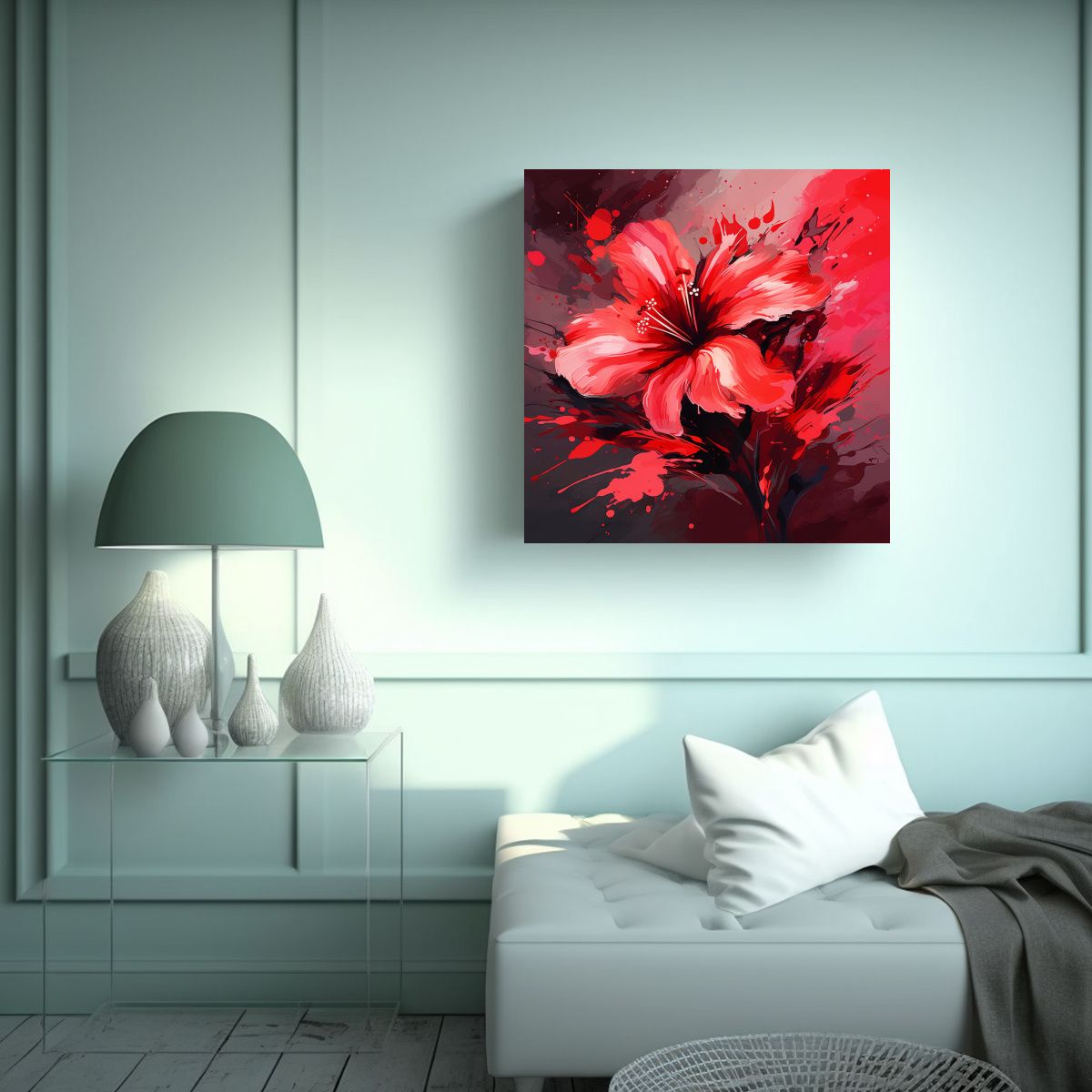 GENERICO - Cuadro Decorativo Estilo Medio Ambiente Rojo 100x100 Cm