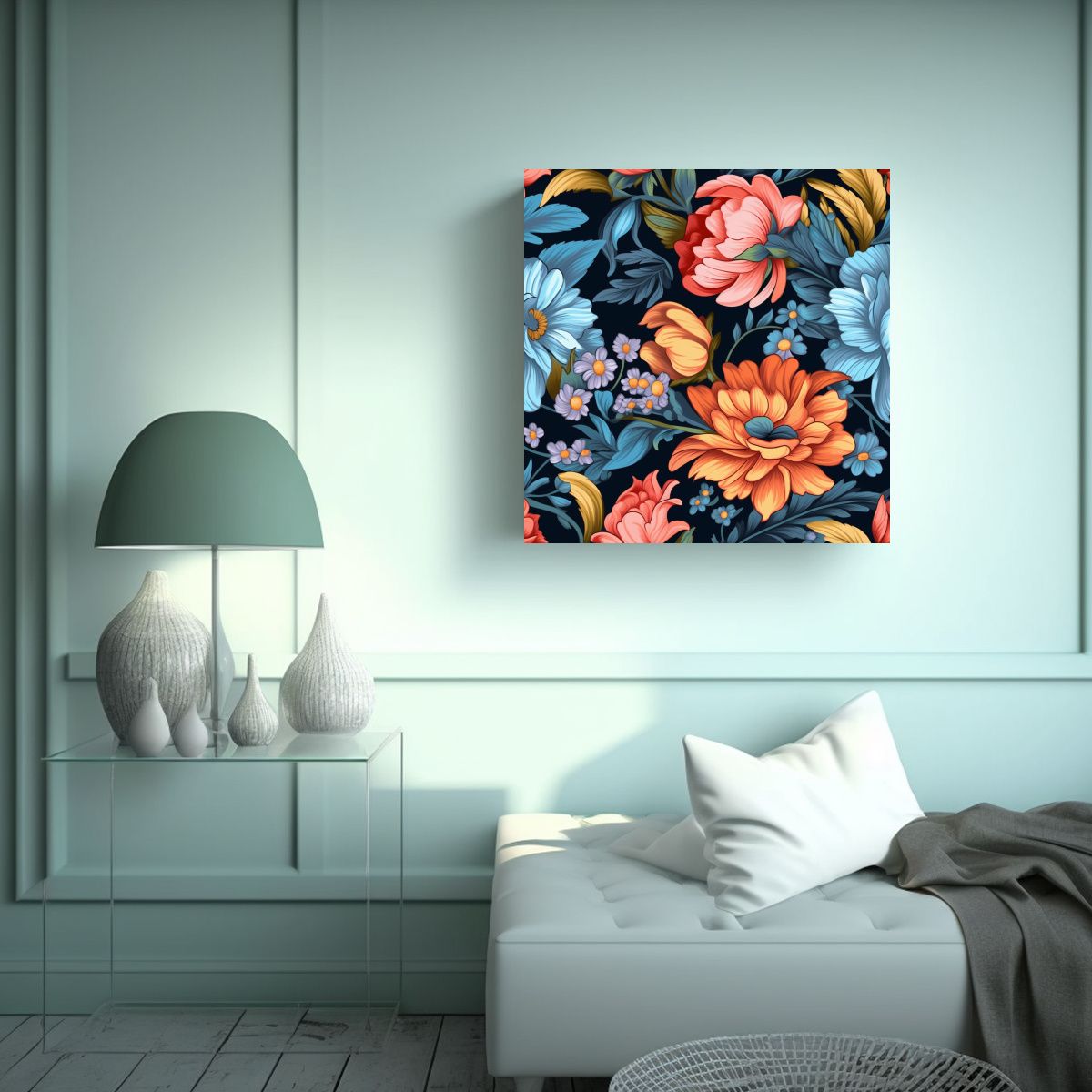 GENERICO - Arte Gráfico De Composición Floral Cuadros 100x100 Cm