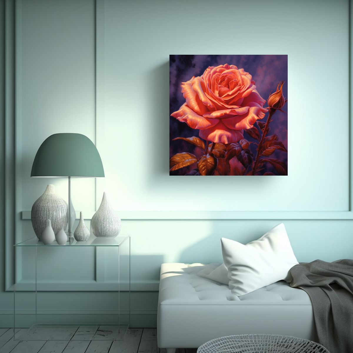 GENERICO - Cuadro Decorativo Elegante Rose Arte De Pared En 100x100 Cm