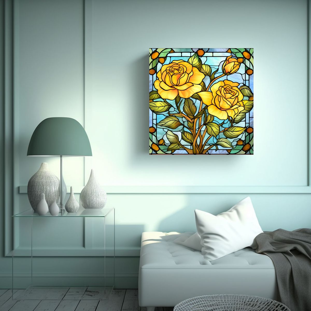 GENERICO - Modernos Lienzos En Tela Calma Vidriera Rosas 100x100 Cm