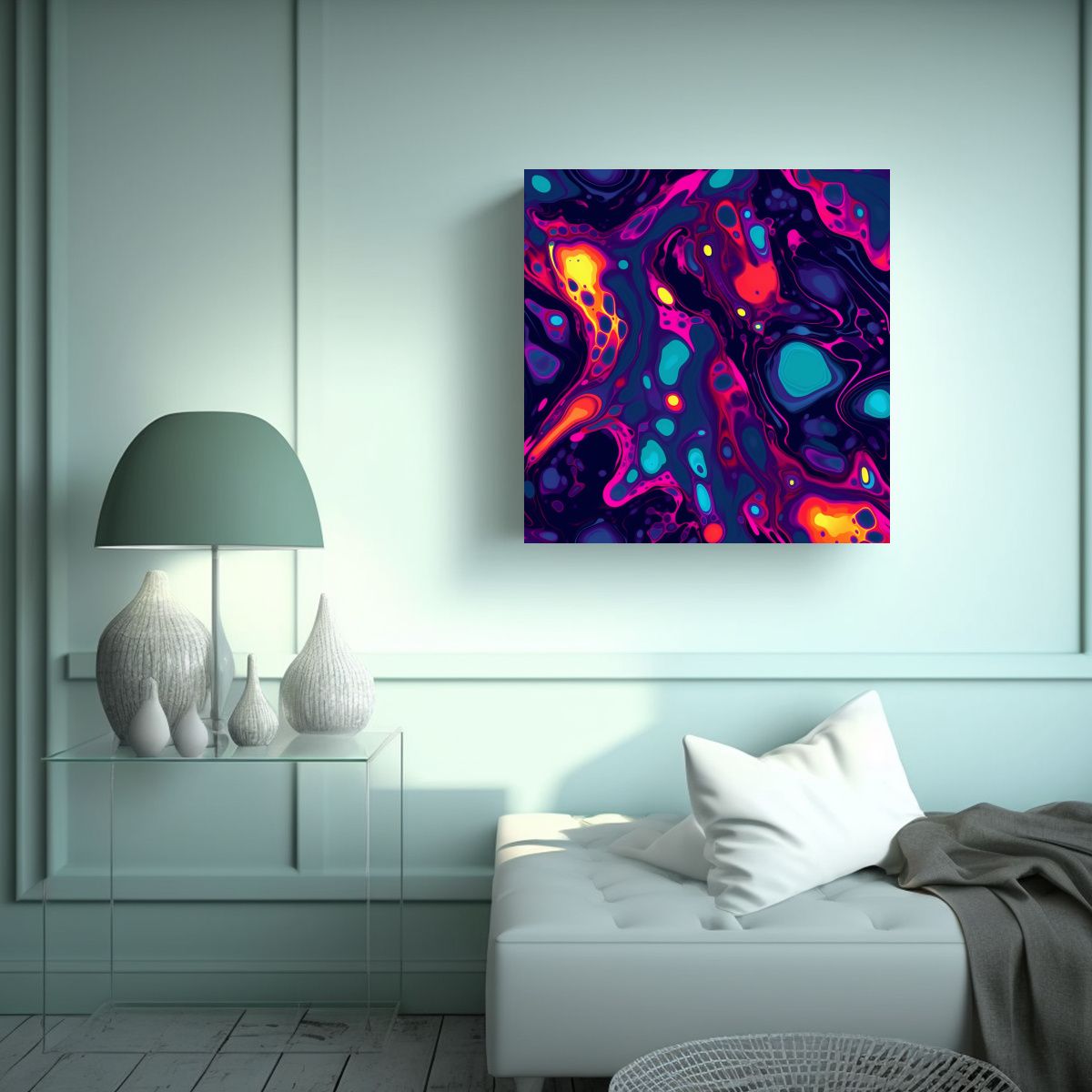 GENERICO - Lienzo Tela Sublimada Patrón Intenso Estilo 100x100 Cm