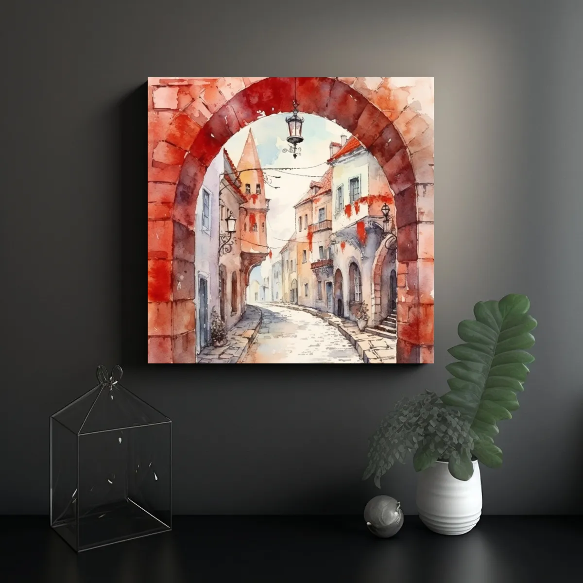 GENERICO - Boceto Acuarela De Elegancia En Lienzo Pared 100x100 Cm