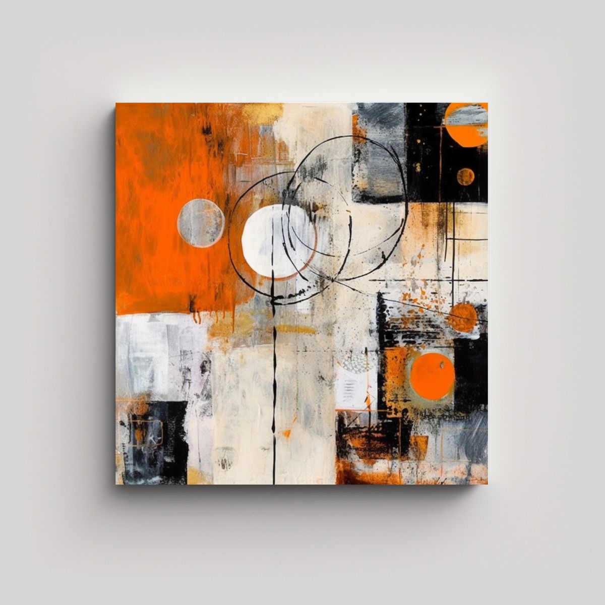 GENERICO - Cuadro Cuadrado Abstracto Boho Moderno En 100x100 Cm