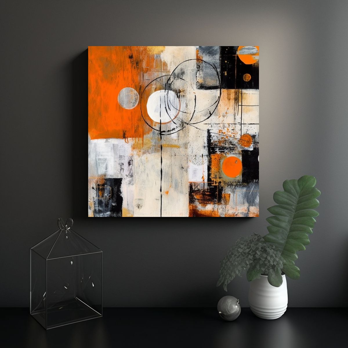 GENERICO - Cuadro Cuadrado Abstracto Boho Moderno En 100x100 Cm