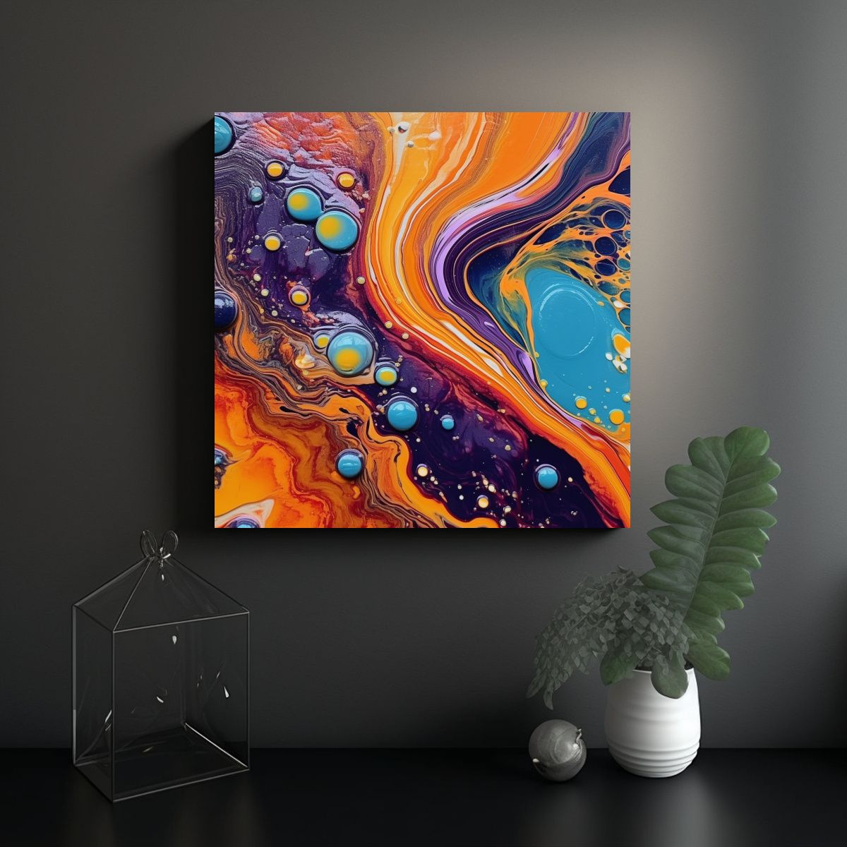 GENERICO - Pintura Surrealista Acrílica Con Detalles 100x100 Cm
