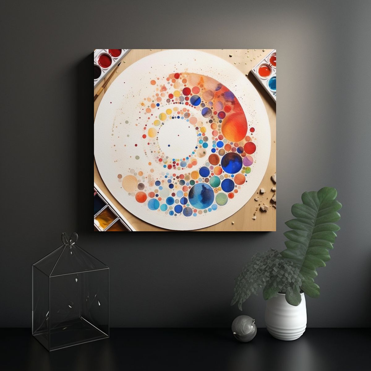 GENERICO - Cuadro Original Círculo Lleno De Coloridos 100x100 Cm