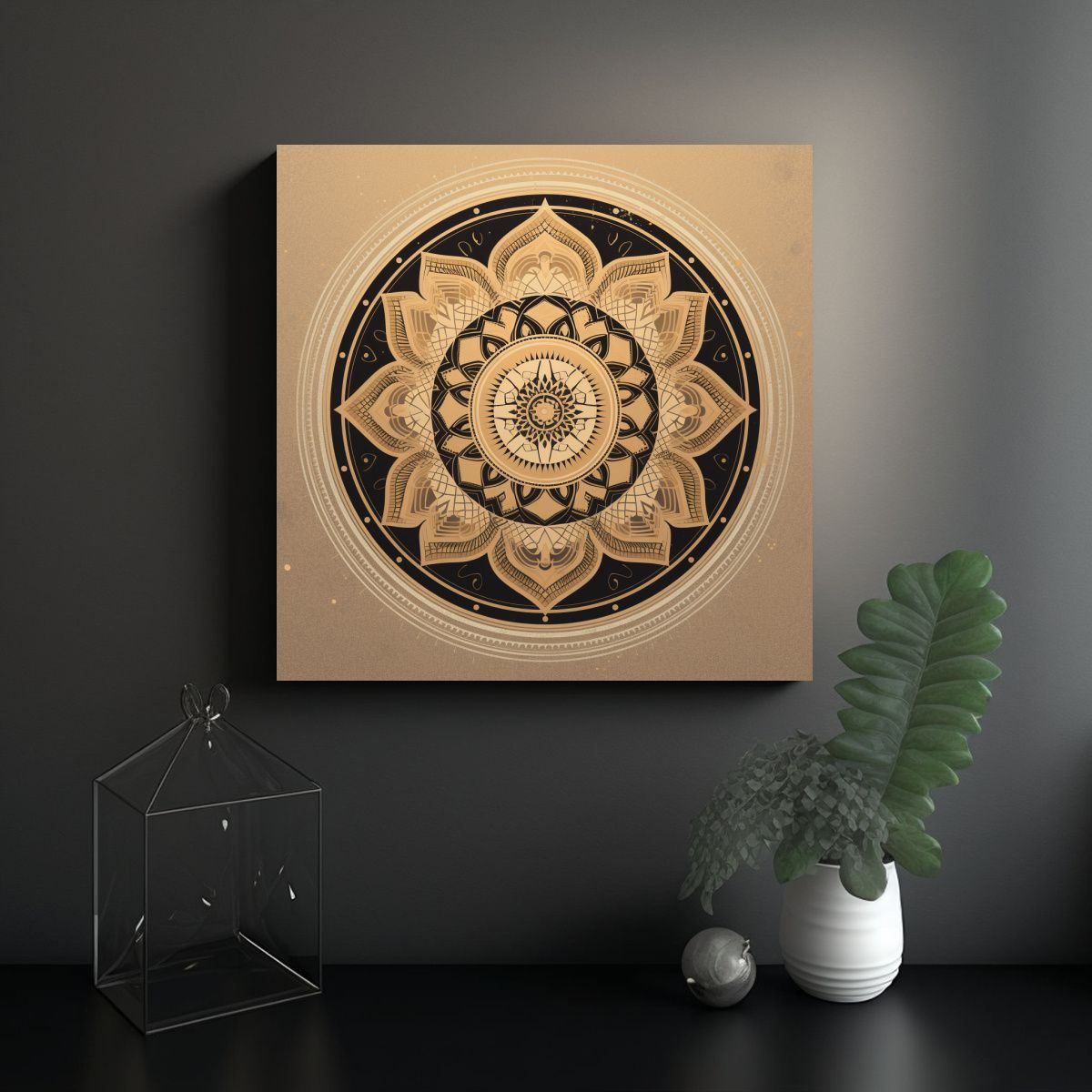 GENERICO - Cuadro Mandala Diseño En Lienzo Para Serigrafía 100x100 Cm