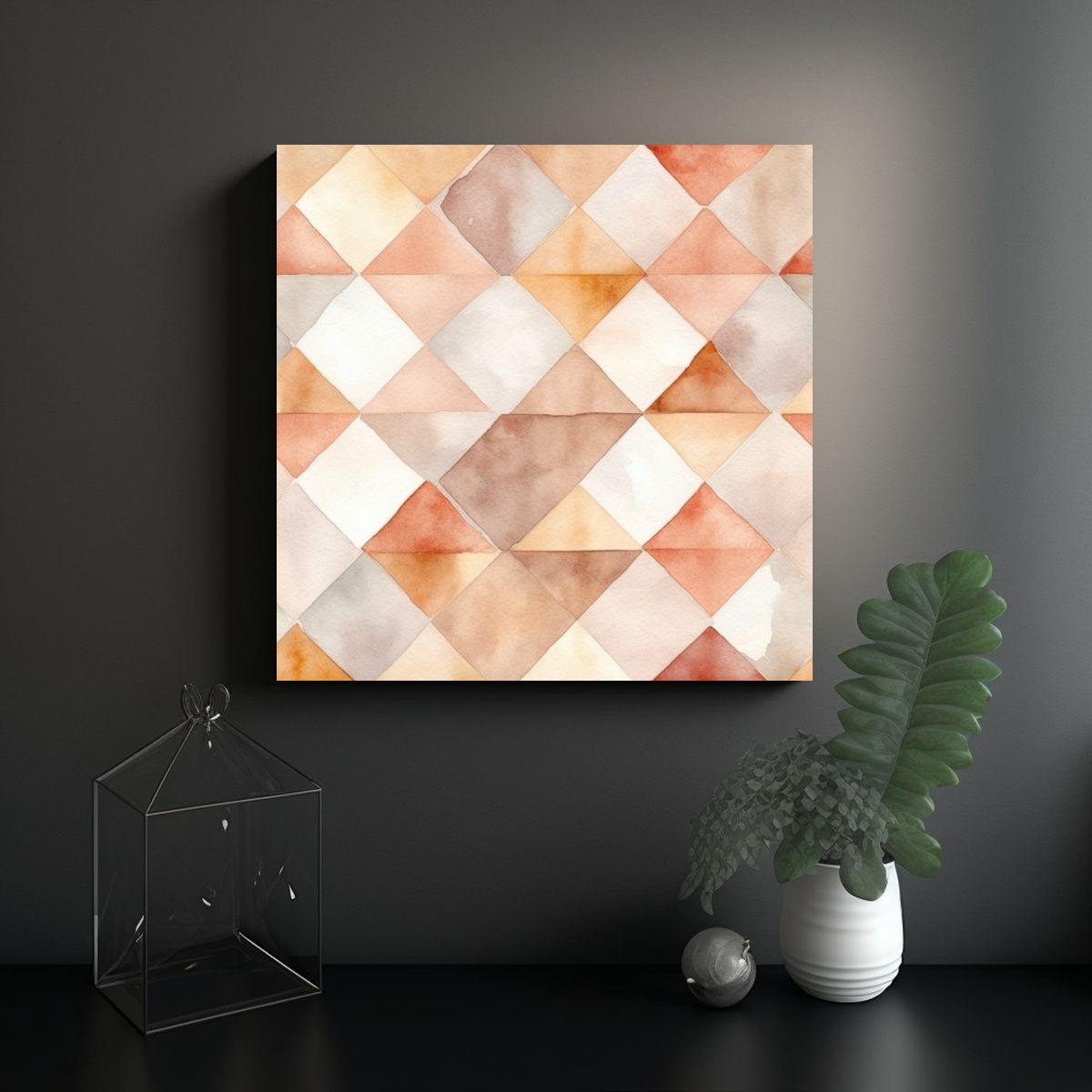 GENERICO - Pintura Minimalista Con Acuarela En Tono Neutro 100x100 Cm