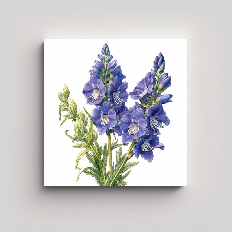 GENERICO - Ilustración Detallada De Delphinium Arte De 100x100 Cm